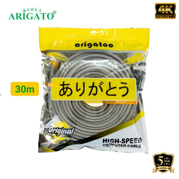 Dây HDMI 2.0 4k60hz Arigato 19+1 Xám 30m